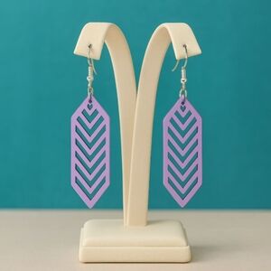 Purple Wooden Cutout Boho Earrings